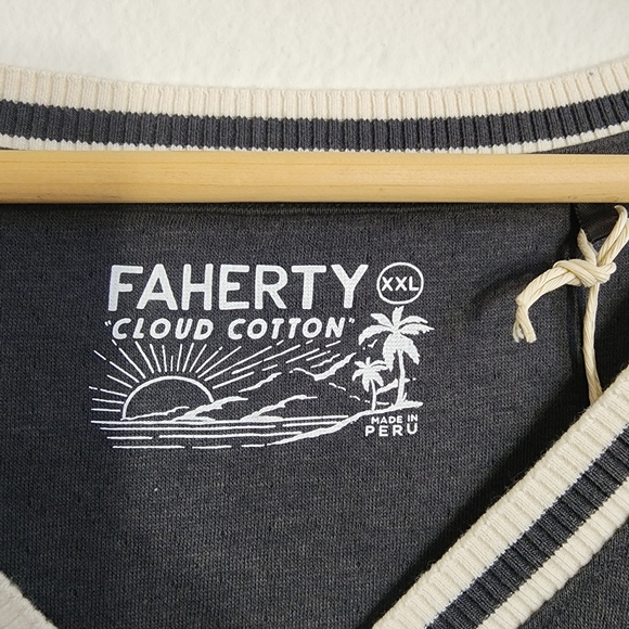 Faherty Women's Short Sleeves V-neck Cloud Cotton T-shirt, Size XXL Gray - Picture 13 of 15